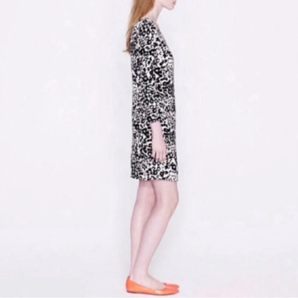 J Crew Women’s Jules Snowcat Print 3/4 Sleeve Dress Size 2